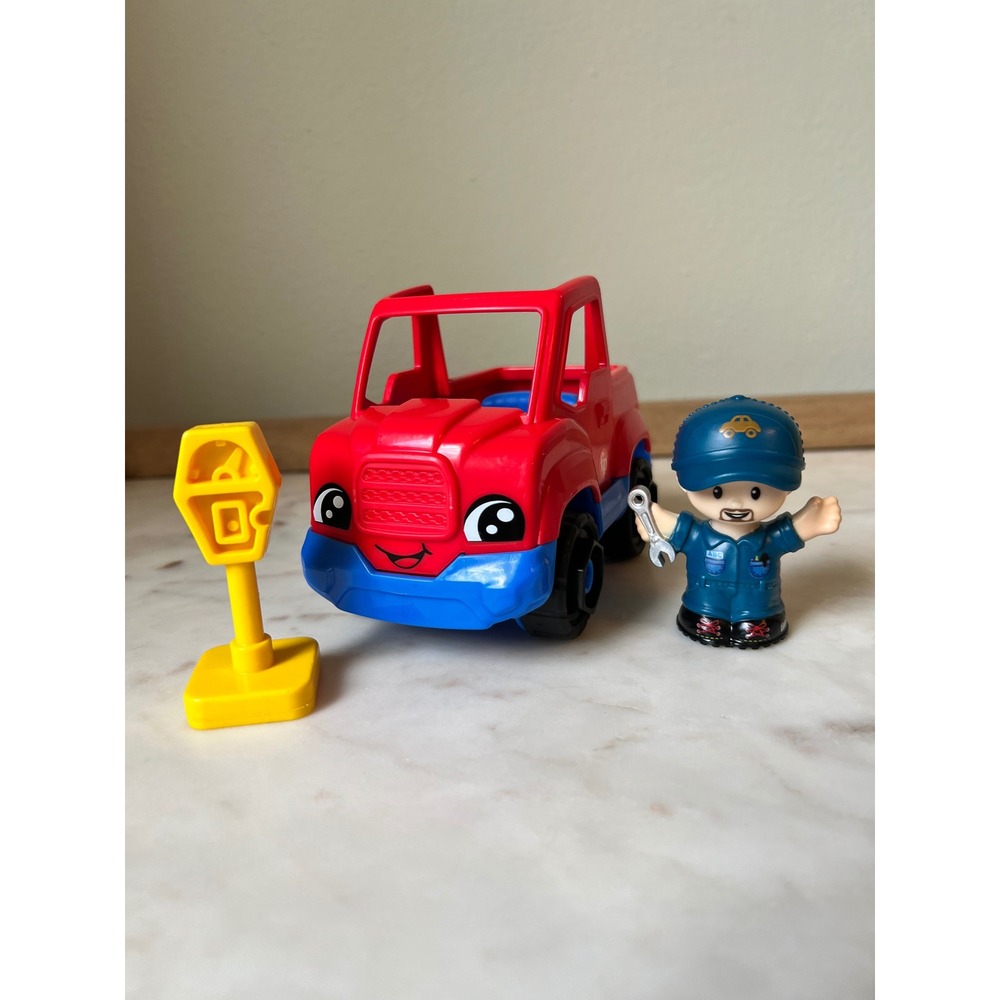 Auto Mechanic Worker and Red Truck Vehicle Toy